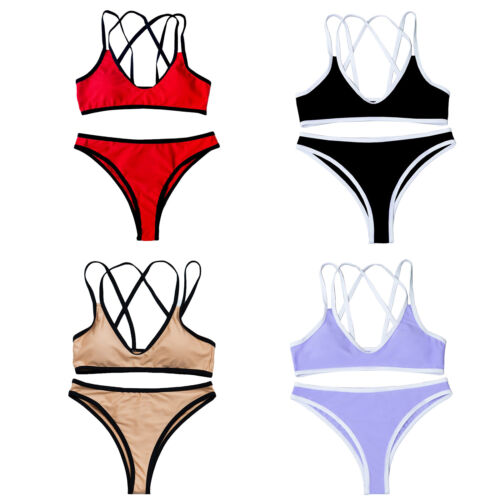 Womens Bikini Hot Swimwear Silky Lingerie Set Sports Briefs Club Bathing Suit - Picture 1 of 44