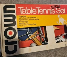 Vintage CROWN Deluxe Table Tennis Set in Box BOX official size sport