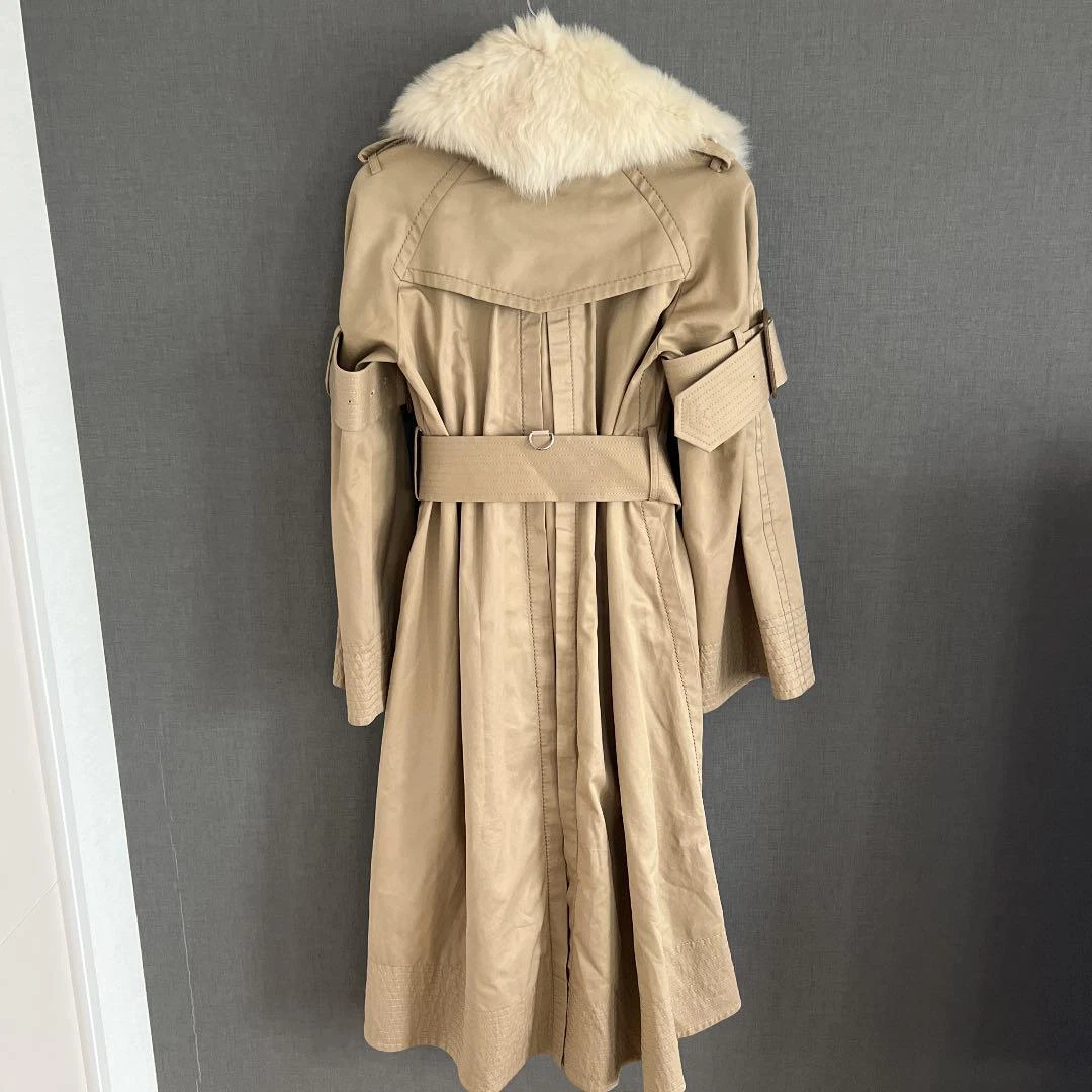 Sacai Trench Coat fur Ladies outer long Woman's Beige size M cotton #V4466