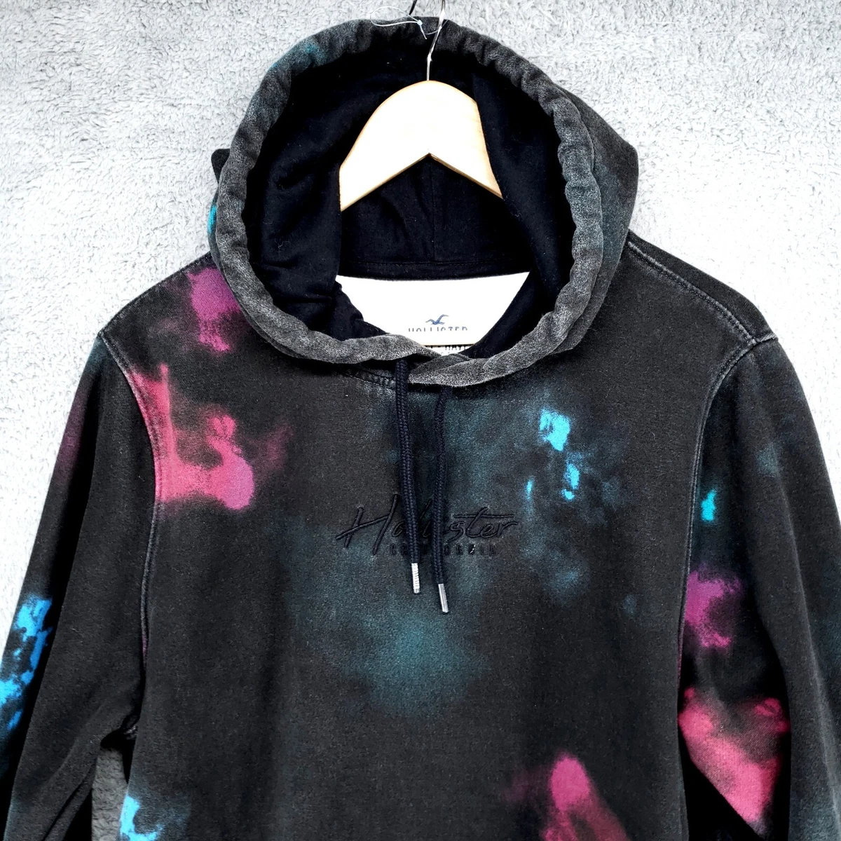Hollister Hoodie Must Have Collection L Tie Dye Black Faded Some Distressing