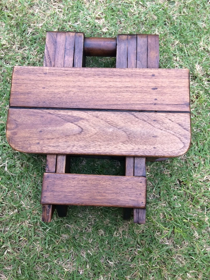 Wooden Foldable Chair Teak Wood Stool Camping Chair - Image 4 of 4