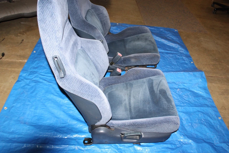 Par de asientos cubo delanteros Honda Prelude 92-96 con receptores de cinturón de seguridad AZUL limpio Foto 4 de 4