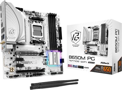 ASRock B650M PG RIPTIDE WIFI White AM5 Micro-ATX Mainboard DDR5