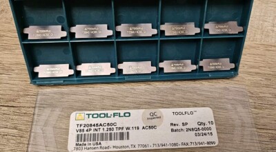 Tool-Flo TF20845AC50C Carbide Inserts 10 Pc Internal 1.250 TPF