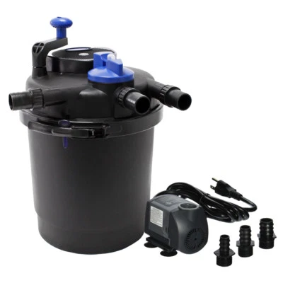 JEBAO 1500 Gallon Pressurized Bio Koi Fish Pond Filter w/ 13w UV + 1200GPH Water Pump