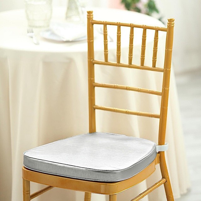 SILVER METALLIC Vinyl Chiavari Chair Cushion Removable Cover Wedding