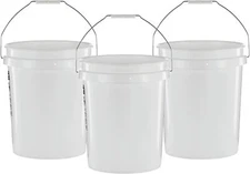 United Solutions 5 Gallon Bucket - 3 Pack, White, Heavy Duty BPA-Free White 
