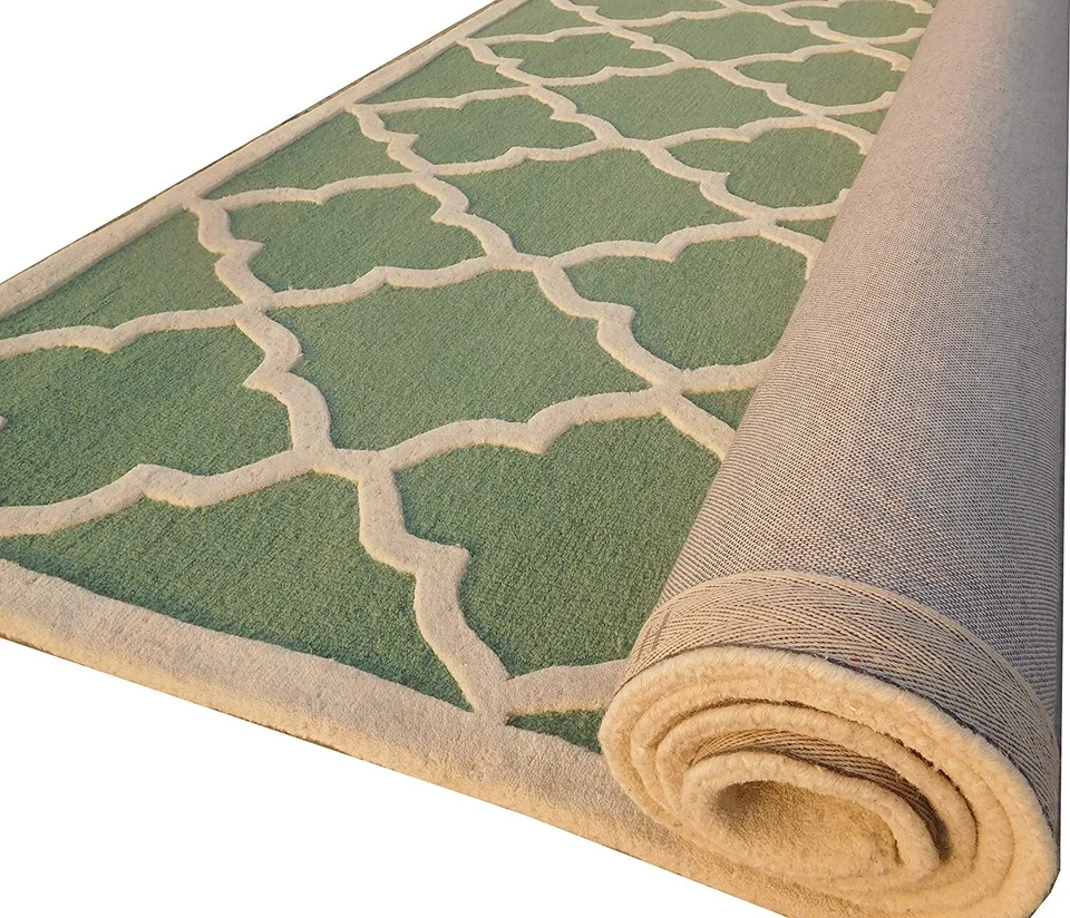 Alfombra y alfombra acolchada a mano súper suave verde beige para sala de estar dormitorio alfombras Foto 4 de 4