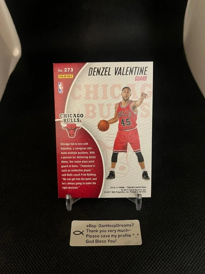 2016-17 Panini Threads Basketball Micro Etch Rookie RC DENZEL VALENTINE #273 - Image 2 of 2