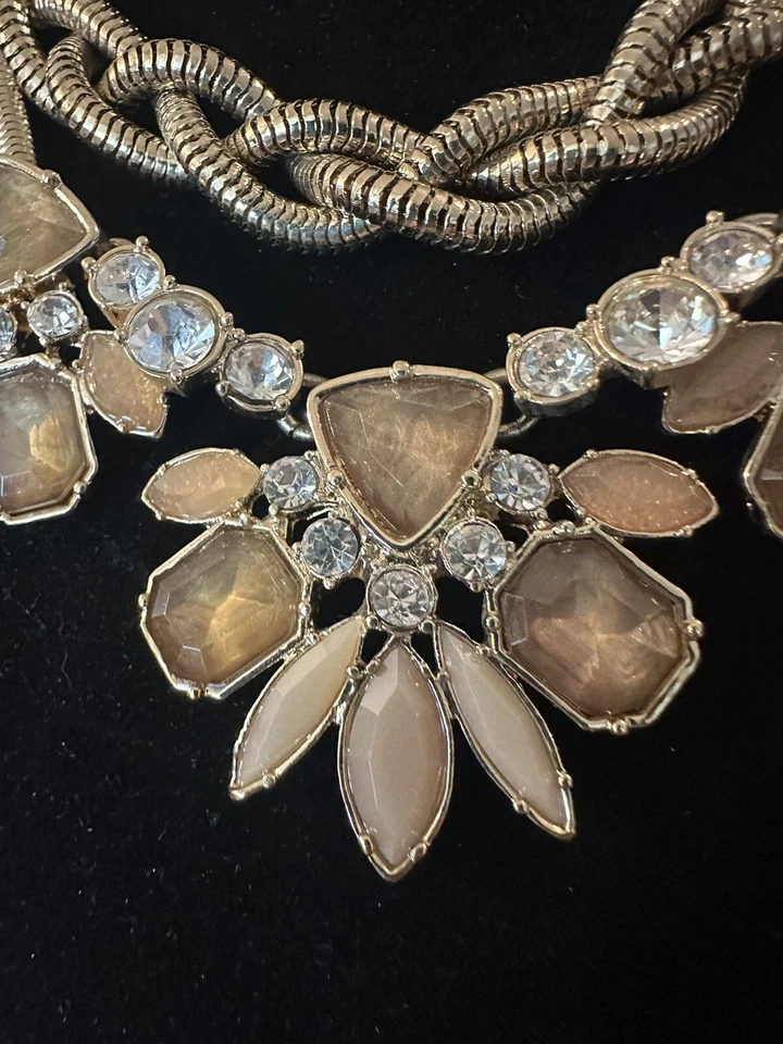 全新带标签 Ann Taylor 编织蛇链水钻声明跑道项链 90 美元 — 第 3/4 张图片