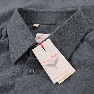 Emanuele Maffeis NWT Casual Button Down Shirt Size M Solid Gray 100% Cotton