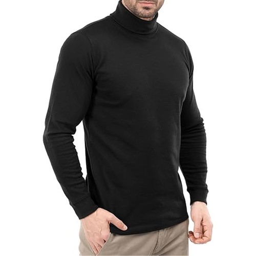 1-2 PCS Men's Turtleneck Pullover Long Sleeve Jumper Tops Thermal Slim T-Shirts - Picture 13 of 20