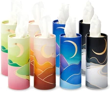 Zodaca 8-Pack Car Tissues Cylinder Boxes - round Travel Wipes for Car Cup Holder