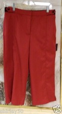 NWT LILY'S OF BEVERLY HILLS RED MICROPOLYESTER SZ 6 CROPPED PANTS MADE IN USA.