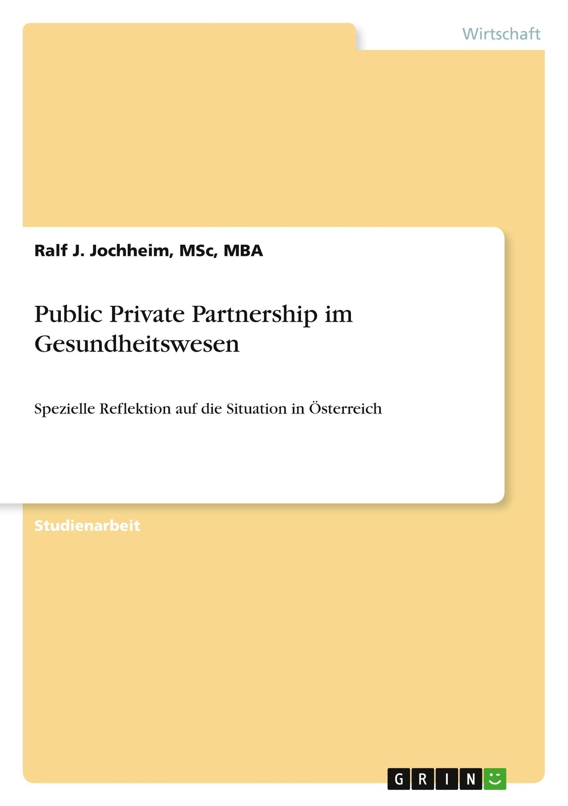 Thumbnail - Public Private Partnership Gesundheitswesen Msc Jochheim Taschenbuch