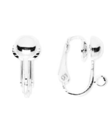 10 silvertone Clip Earring Findings w/ Open Loop for Dangles & Charms 