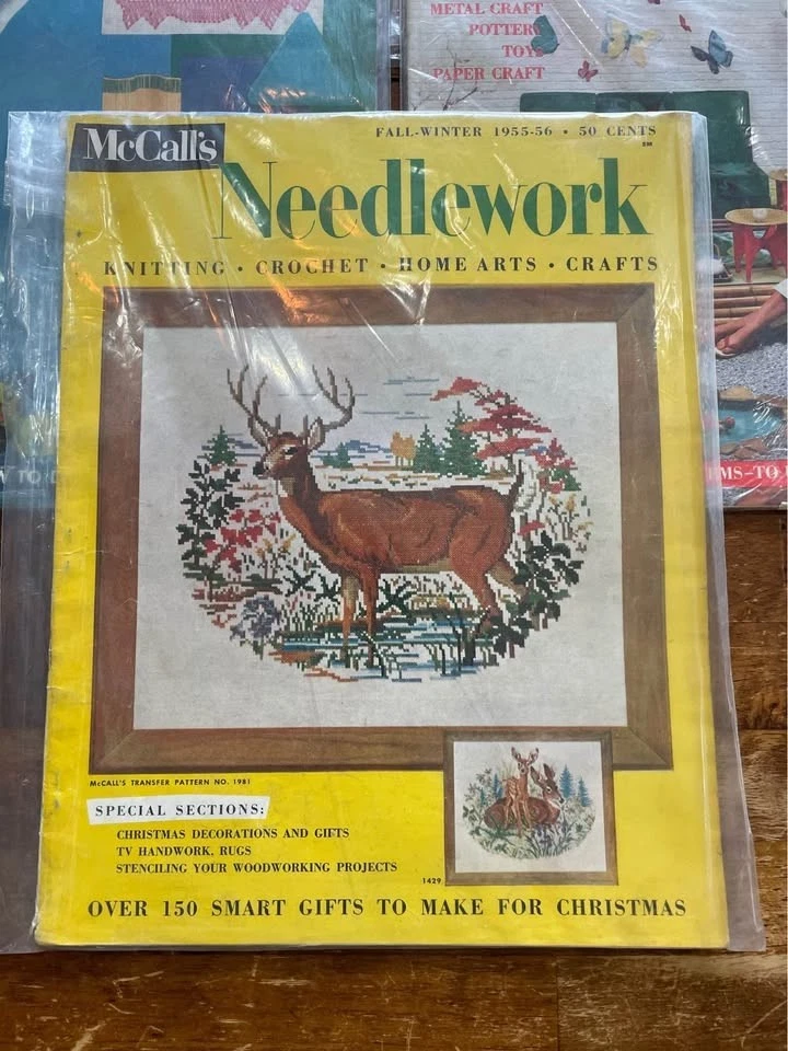 Lot of 5 vintage McCalls Needlework Magazines 1957, 1960, 1957, 1961, 1955 - Image 3 of 4