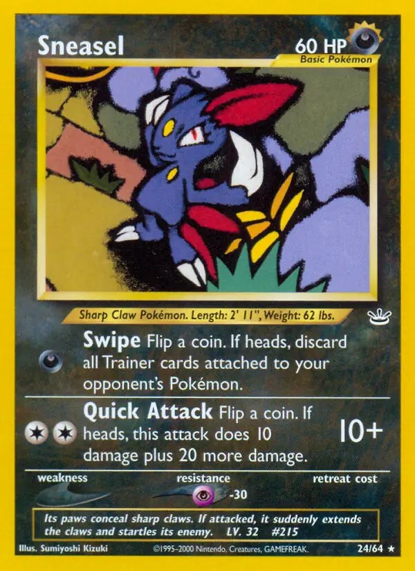 Sneasel - 24/64 - Pokemon Neo Revelation Unlimited Rare Card WOTC LP