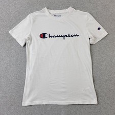 Champion Shirt Boys Large Kids White Logo Graphic Embroidery