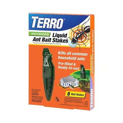TERRO Outdoor Liquid Ant Killer 8 Bait Stakes Ready To Use T1813