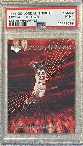 1996 UD JORDAN TRIBUTE MICHAEL JORDAN MJ52 MJ IMPRESSIONS~PSA 9 MINT CARD & SLAB
