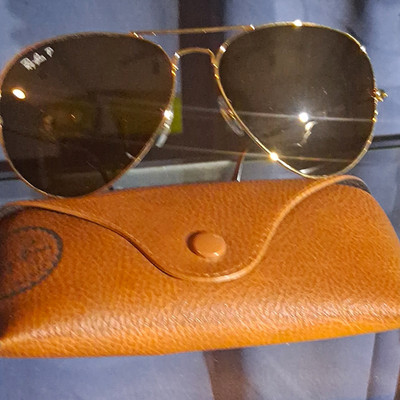 Ray-Ban Men's Aviator Sunglasses Gold Metal Frame Brown Polarized Lenses
