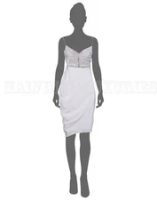 NARCISO RODRIGUEZ DRESS WHITE SILK SEQUIN EMBELLISHED BUST $2,795 IT 40 US 4
