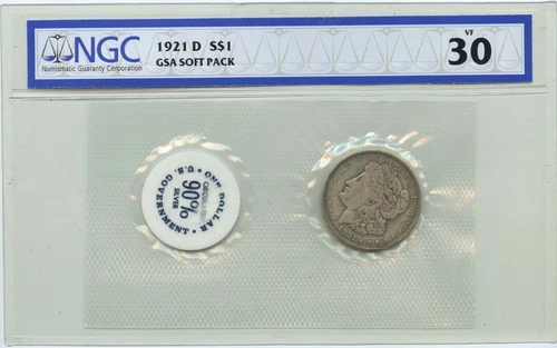 1921-D Morgan Dollar GSA SOFT PACK S$1 NGC VF30