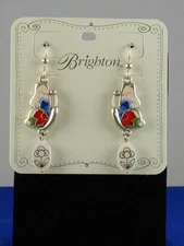 Brighton Silver Plated BLOSSOM HILL Hand Painted Butterfly Drop Earrings $98