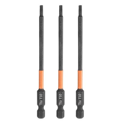 3 Stück T10 Torx-Schraubendreher-Bit 4'' (100mm) lang Magnetisch S2-Stahl