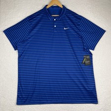 NWT Nike Polo Shirt Men 3XL T Blue Striped Dri-FIT Golf Performance CU9858-480