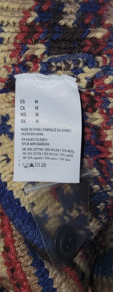 Свитер кардиган Y2k American Eagle размер M ацтекский разноцветный расслабленная шерстяная смесь - Изображение 4 из 4
