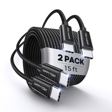 USB C to USB C Cable 15ft 2-Pack, 60W Fast Charging Long Type C Cable, Nylon ...