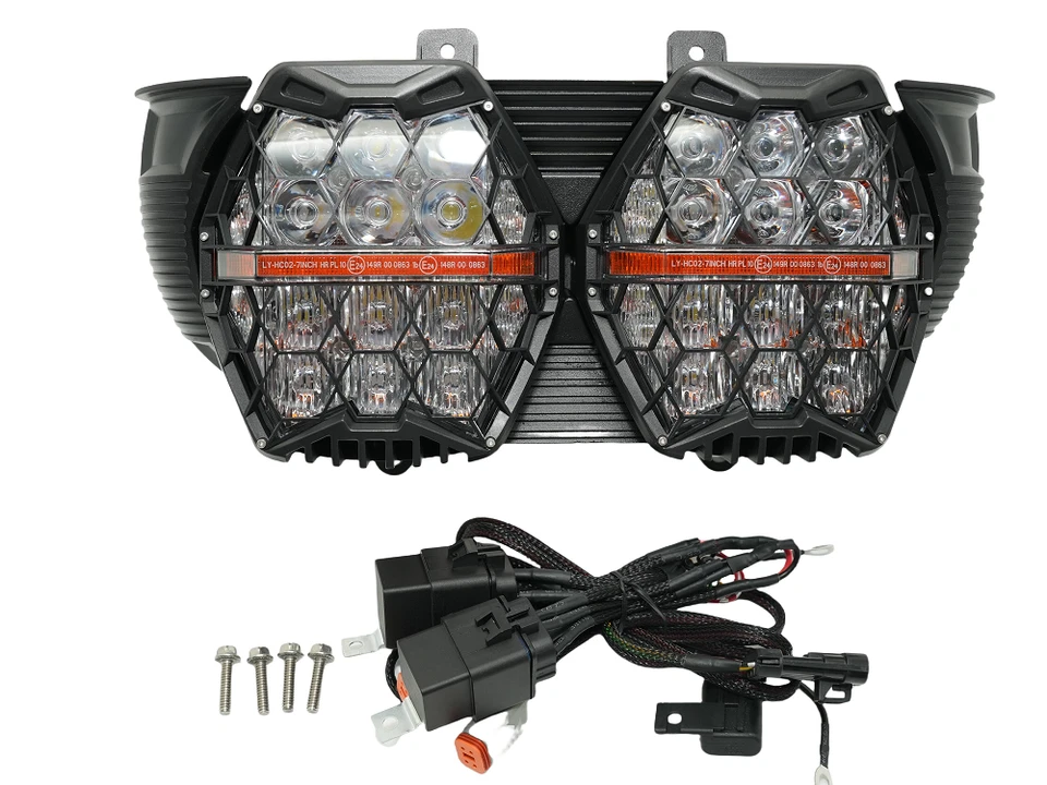 Projetor de farol de LED âmbar alto-baixo DRL para Harley Touring Road Glide 2015-2024 - Imagem 2 de 4