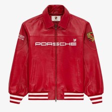 AML Porsche 993 Turbo Leather Club Jacket Edizione Limitata Giacca di Pelle Biker Rosso