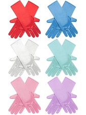 6 Pairs Satin Princess Gloves for Little Girls Dress Up Costumes Tea Party