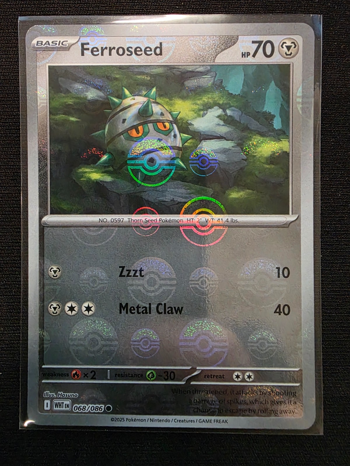 Ferroseed 068/086 NM – Master Ball Holo – 2025 TCG Pokémon S&V White Flare