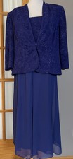 90s 2-Pc Formal Outfit 16P Shimmery Blue Dress And Blazer Cocktail Eveningwear