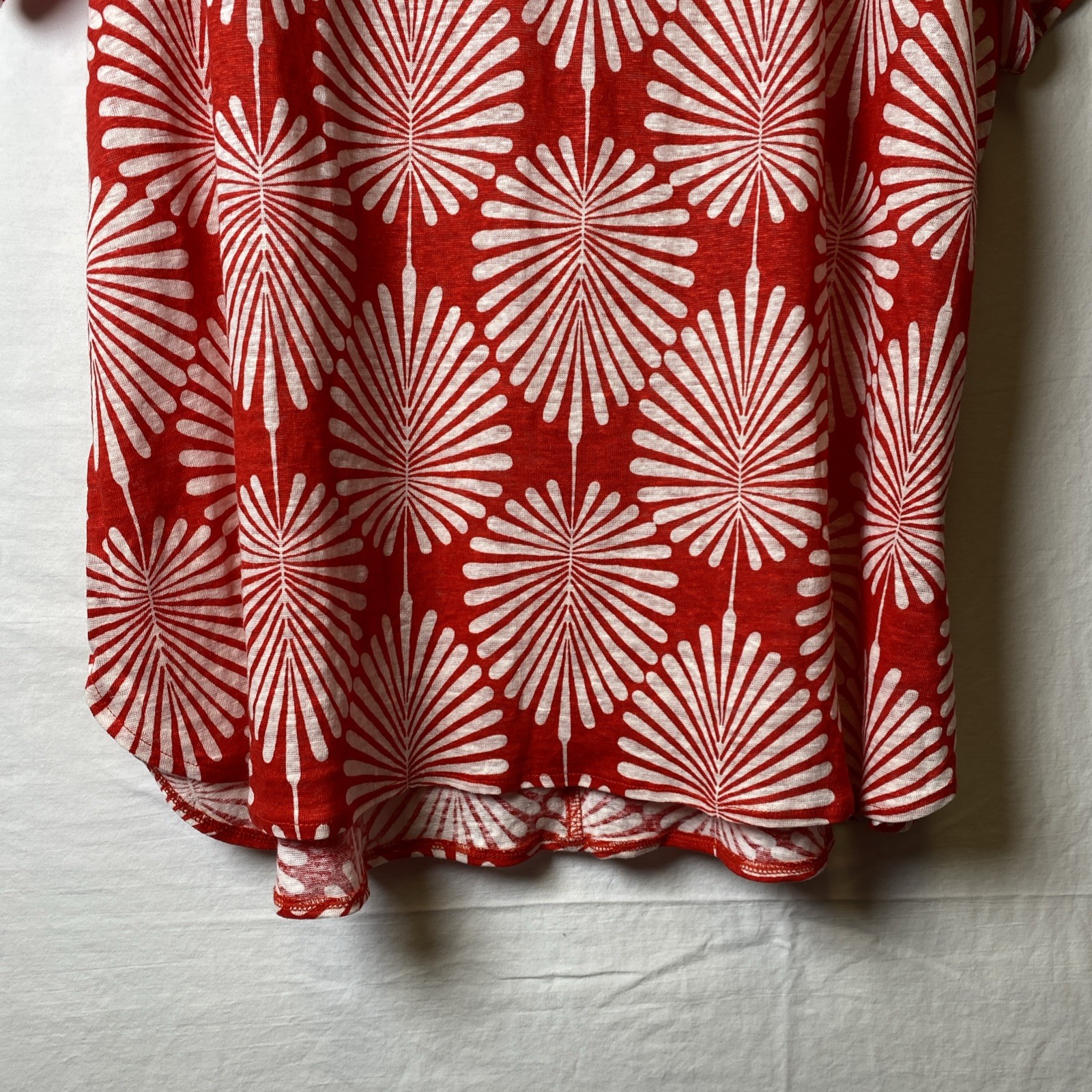 Joie Womens - Size 3X- 100% Linen Knit Tunic Red & Cream Lightweight 