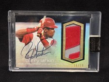 BARRY LARKIN REDS 2018 TOPPS DYNASTY JUMBO HUGE PATCH ON CARD AUTO # 10/10