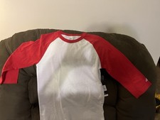 Youth M Adidas Jersey Type Shirt White With Red Sleeves New