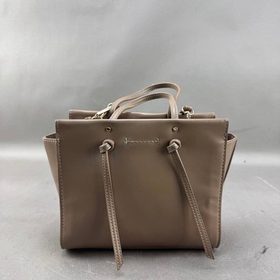Zara Taupe Beige Handbag Womens Faux Leather Square Tote Bag
