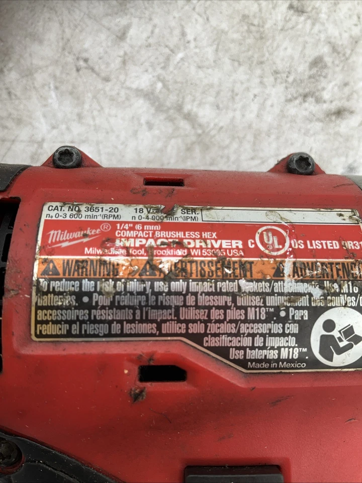 Milwaukee 3401-20/3651-20  Drill Driver & Hex Impact - FOR PARTS - Image 4 of 4