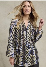 TOGETHER~Multi Print Tunic/Blouse~V Neck~Pin Tuck Detail~Long Sleeves~ 16 ~BNWT