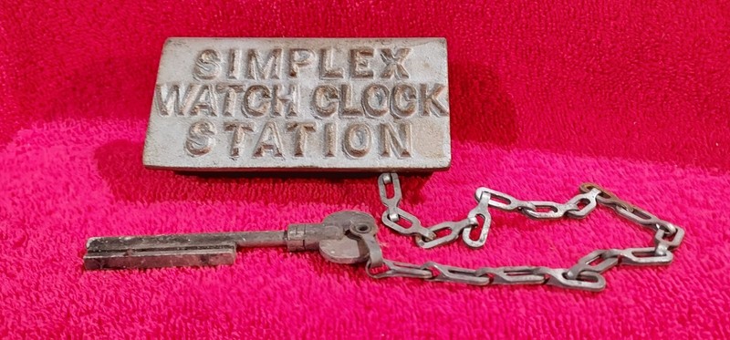 Antique Iron Simplex Watch Clock Station with KEY