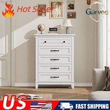 Solid 5-Drawer Wooden Dresser 41.3 Inch Tall Storage Chest for Bedroom Use Chest