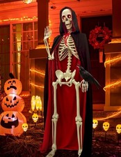 5.4FT Halloween Full Body Skeleton Decorations with Glowing Eyes, Life Size Skel
