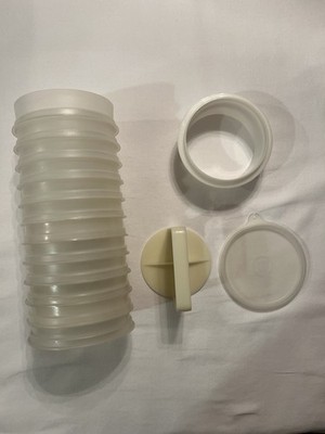 Vintage Tupperware Hamburger Press & Keeper Set of 12 Burger Keepers with Lid