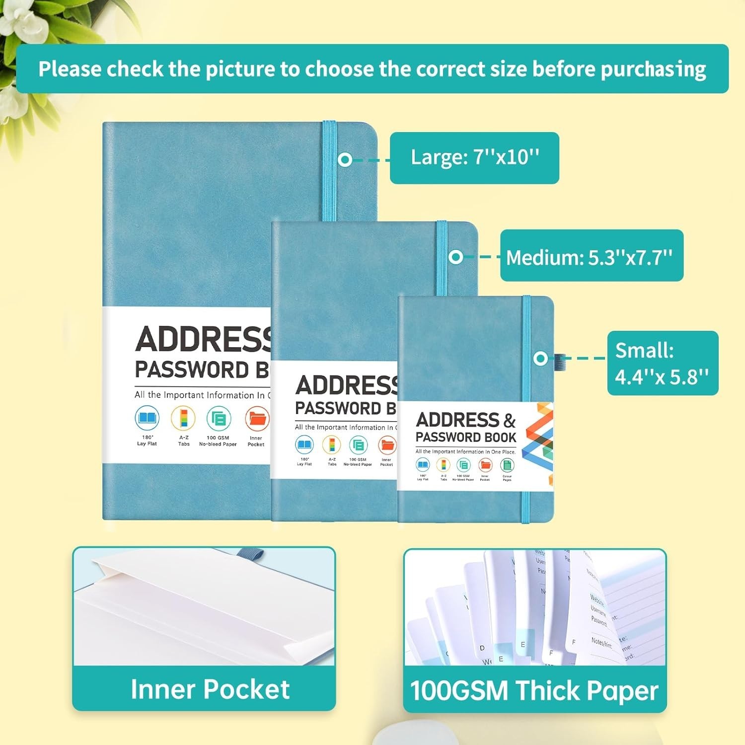 New Address Book With Alphabetical Tabs Hardcover Password Keeper Telephone Book