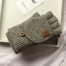Winter Knitted Fingerless Gloves Warm Thick Touchscreen Half Finger Men Women